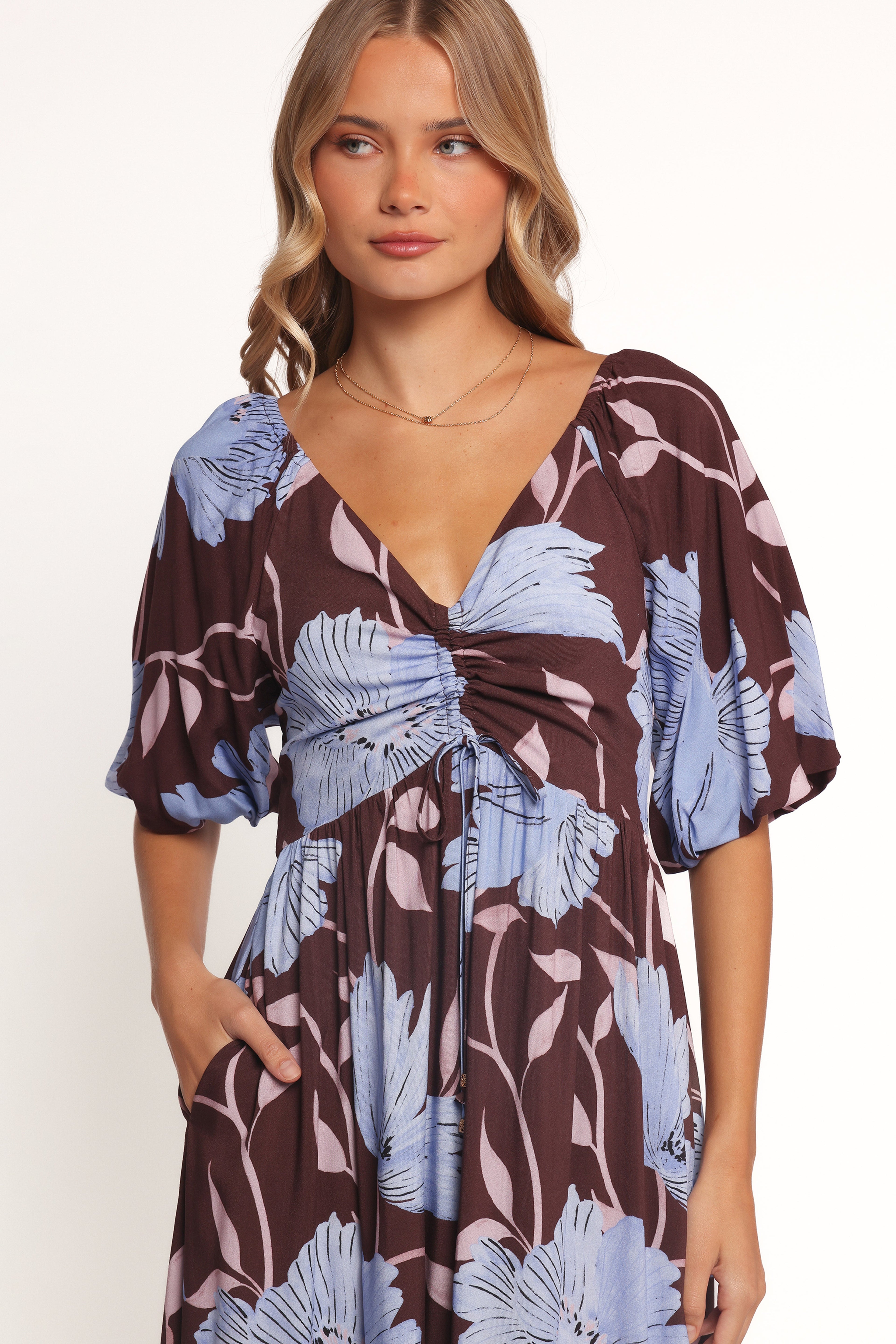 Annabella Maxi Dress - Blue Poppies